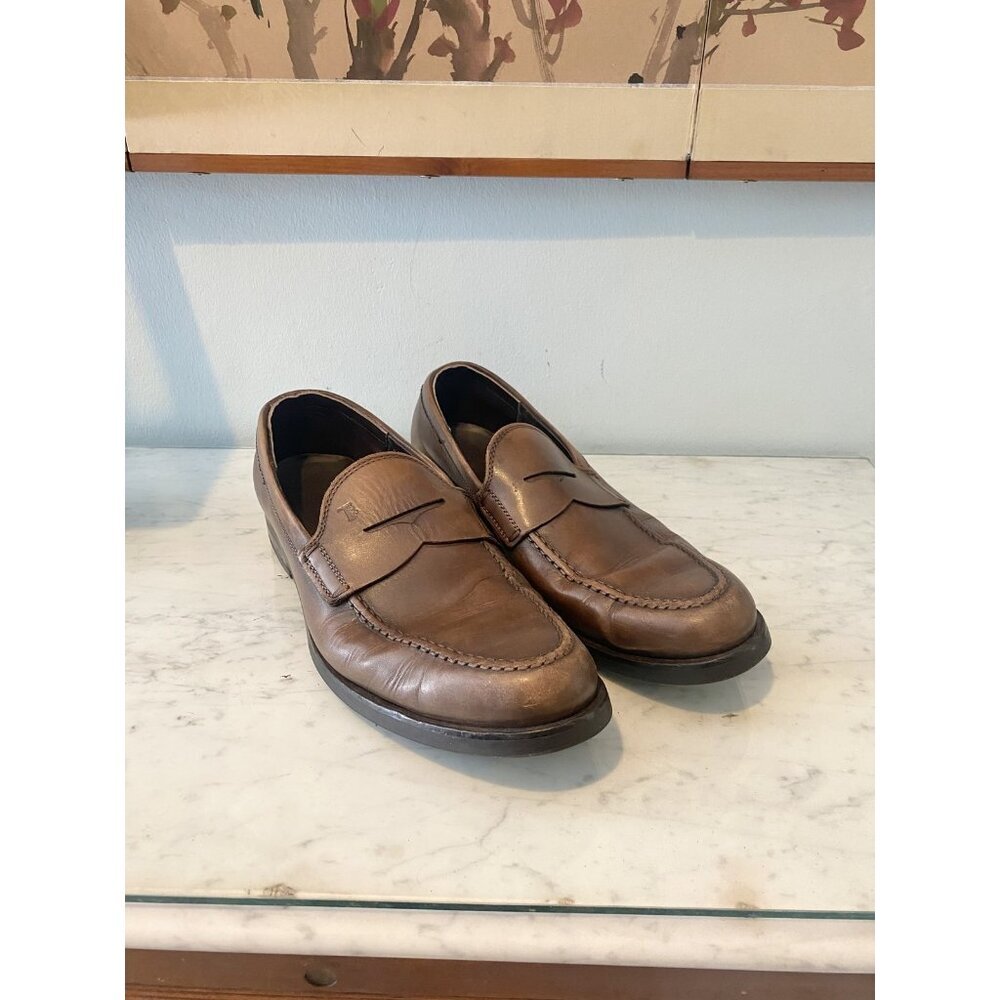Tod's Shoes Mens Size 8.5 Leather Penny Loafers Made In Italy Dress Classic